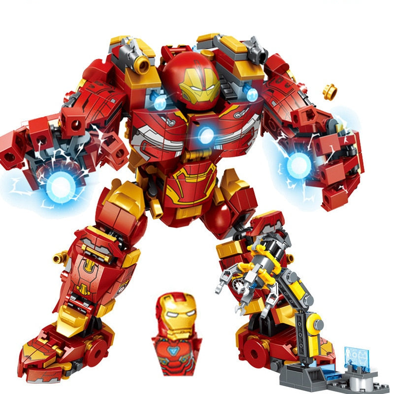 Action Figures Of Avengers Superheroes Iron Man Hulkbuster Steel Mecha Building Blocks Gift Toys For Kid