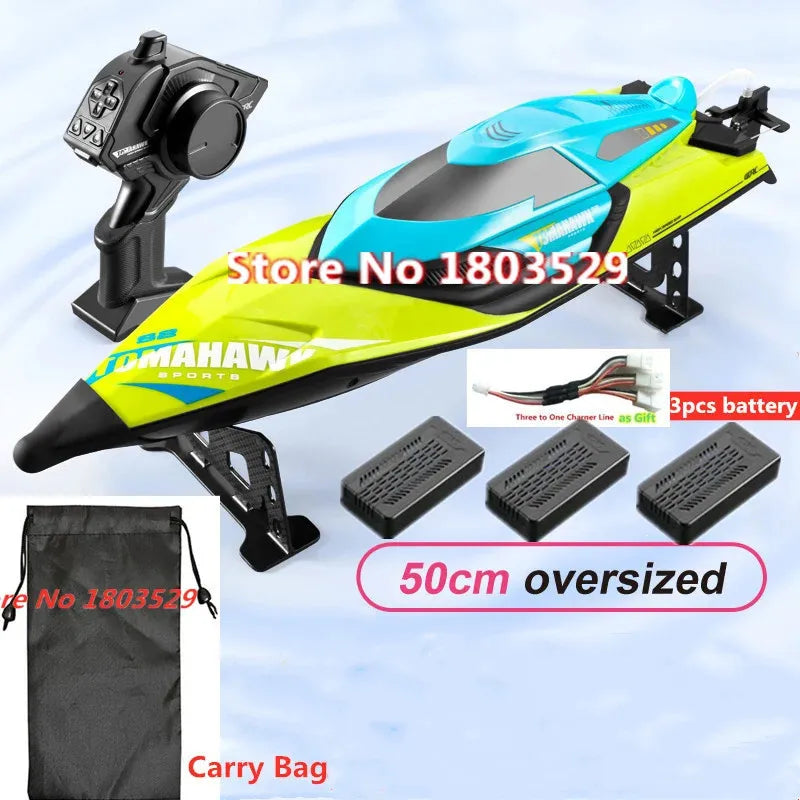 70km/h 50CM Large RC Racing Boat Oversized 200M Remote Control Speedboat Capsize Reset Dual Motor Waterproof Racing Boats Water