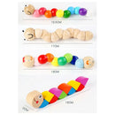 Wooden Smooth Blocks Caterpillar Toys Cartoon Colorful Twisted Insect Crocodile Block Ability Game Baby Fingers Exercise Gadget