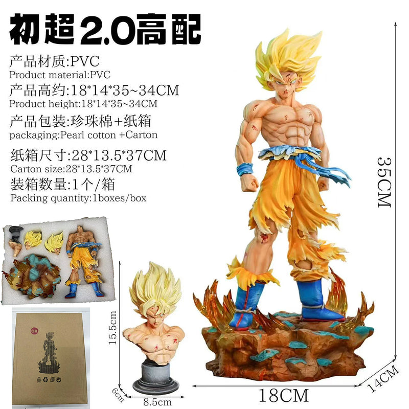 Action Figure Toy of Dragon Ball Z Super Saiyan Goku with LED Light Base Collectible and Gift Model