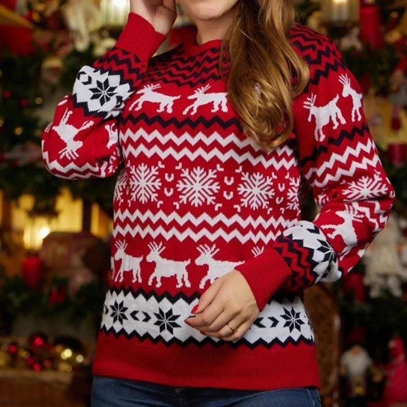 2023 New Winter Family Christmas Sweaters Casual Loose Jumpers Mom Dad Kids Matching Outfits Warm Soft Pullover Tops Xmas Look