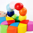 Wooden Smooth Blocks Caterpillar Toys Cartoon Colorful Twisted Insect Crocodile Block Ability Game Baby Fingers Exercise Gadget