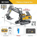 2.4Ghz RC Remote Control Excavator Construction Vehicle Toy for Kids with Alloy Metal Cap, Light & Sound