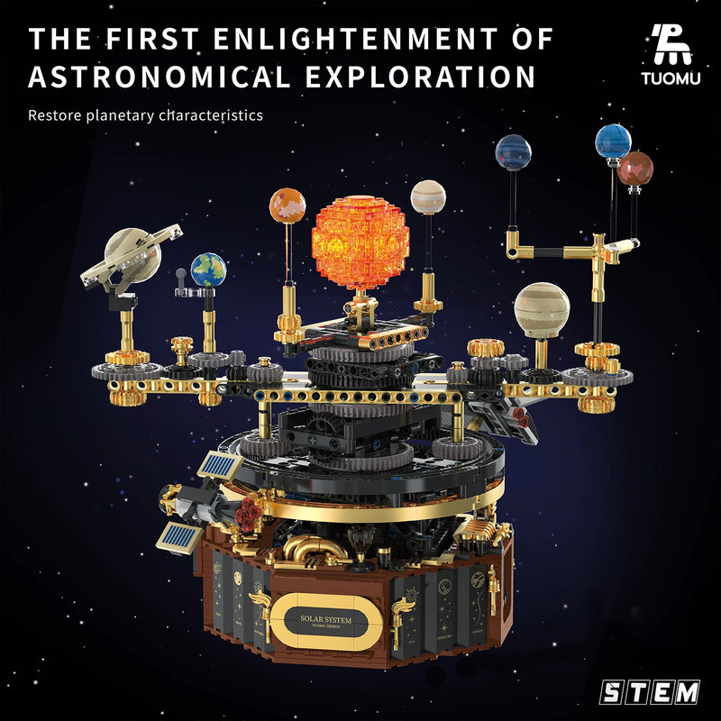STEM Electric Solar System Rotating Universe Light Building Blocks Sun Earth Model Space Science Education DIY Kid Toy