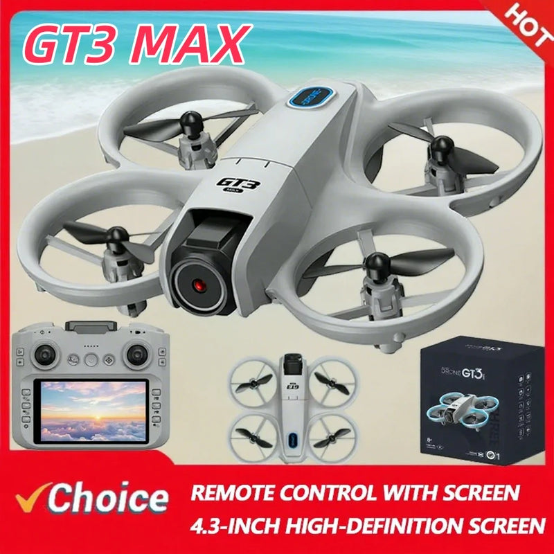 GT3 MAX Drone 2025 8K HD 4.3" Remote Control Headless Mode Helicopter 360° Flip Mini Quadcopter Toy for Kids