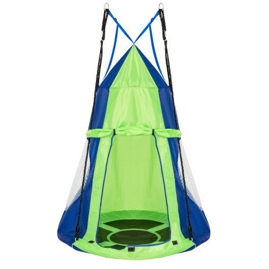 2-in-1 40 Inch Kids Hanging Chair Detachable Swing Tent Set-Green
