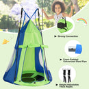 2-in-1 40 Inch Kids Hanging Chair Detachable Swing Tent Set-Green