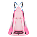 2-in-1 40 Inch Kids Hanging Chair Detachable Swing Tent Set-Pink