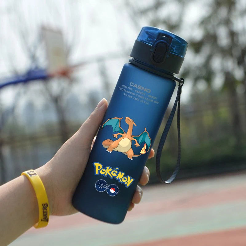 560ML Pokemon Water Cup Portable Plastic Cartoon Charizard BulbasaurSquirtle Outdoor Large Capacity Sports Children Water Bottle