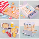 Wooden Children  Play House Toy Simulation Real Life Popcorn Sales Cart Cash Register Toys for boy girl birthday gifts Waffle