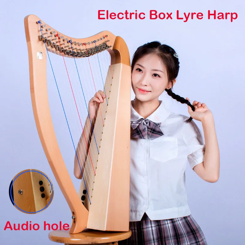 Electric Lyre Harp 19 String Half Key Lyre Harp High-quality Full Veneer Solid Wood 19 String Lyre Piano Harp Musical Instrument