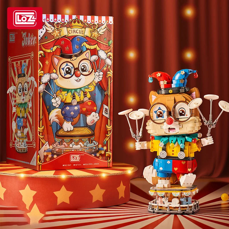 LOZ-1947 National Fashion Clown Squirrel Building Block Model Tabletop Toy Decoration Adult and Children New Year Gift