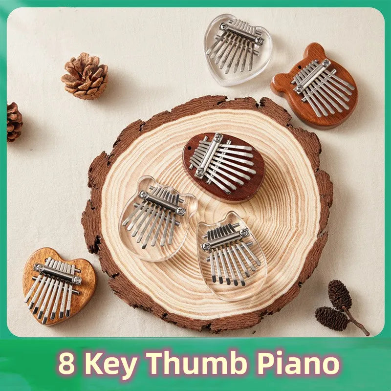 Mini Kalimba 8 Key Thumb Piano 1 Pack Cute Instrument Portable Exquisite Gift Set for Kids