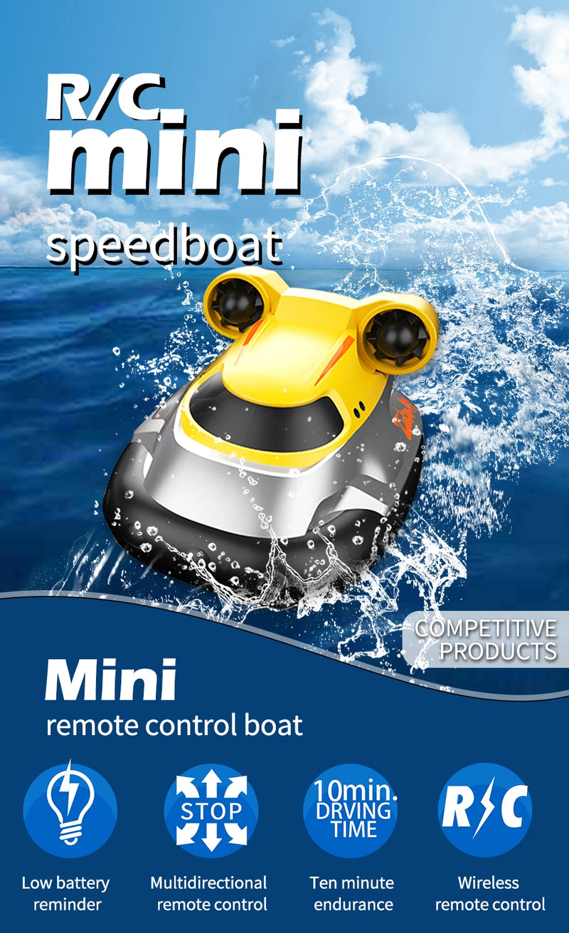 Mini Rc Boat Electronic Motorboat  High Speed Racing Remote Control Boats Crash Resistant  Outdoor Games Water Toys Gift
