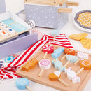 Wooden Children  Play House Toy Simulation Real Life Popcorn Sales Cart Cash Register Toys for boy girl birthday gifts Waffle