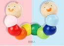 Wooden Smooth Blocks Caterpillar Toys Cartoon Colorful Twisted Insect Crocodile Block Ability Game Baby Fingers Exercise Gadget