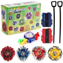 Bey X BX 4in1 Bley Bley Gyro Starter Metal Spinning Top Booster with 2pcs Ripcord Launchers Battle Toy Set