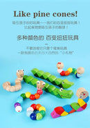 Wooden Smooth Blocks Caterpillar Toys Cartoon Colorful Twisted Insect Crocodile Block Ability Game Baby Fingers Exercise Gadget