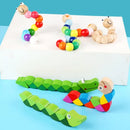 Wooden Smooth Blocks Caterpillar Toys Cartoon Colorful Twisted Insect Crocodile Block Ability Game Baby Fingers Exercise Gadget