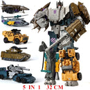 Haizhixing 5 in 1 Bruticus Devastator Superion Defensor Transformation Robot Car Action Figures Aircraft Model Kids Boy Toy
