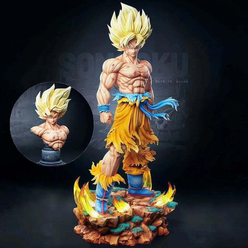 Action Figure Toy of Dragon Ball Z Super Saiyan Goku with LED Light Base Collectible and Gift Model