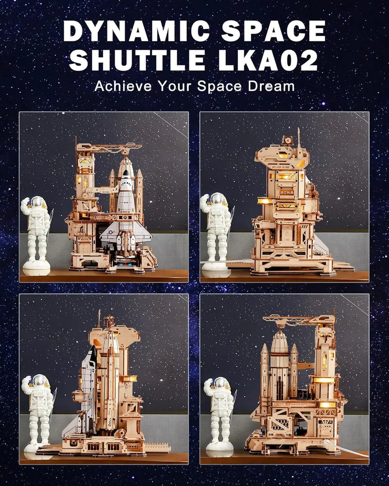 Robotime Rokr 3D Wooden Space Shuttle Model Puzzle Kits for Adults to Build STEM Toy LKA02