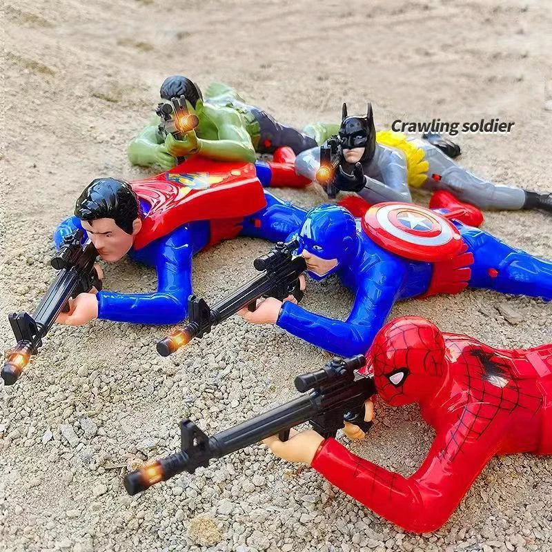 Spidered Soldier Man Electric Toys Jedi Crawler Bald Warrior Action Figures Crawling Soldier Shooting Gun For kid Halloween Gift