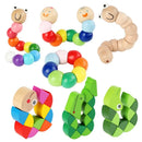 Wooden Smooth Blocks Caterpillar Toys Cartoon Colorful Twisted Insect Crocodile Block Ability Game Baby Fingers Exercise Gadget
