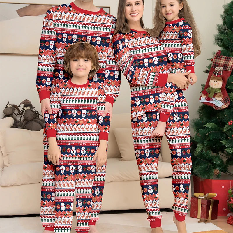Christmas Family Pajamas Matching Set Cartoon Print New Year's Clothing  Adult Mother Daughter Father Son Kids Baby Soft Pyjamas