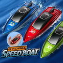 Mini RC Boat – High-Speed 5KM/H Wireless Model with LED Lights