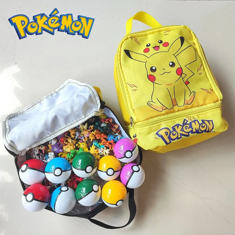 Pokemon GO Action Figure With Cartoon School Bag Figuras Toy Collection Pikachu Anime Figure Model Pokeball Doll Kids Child Gift