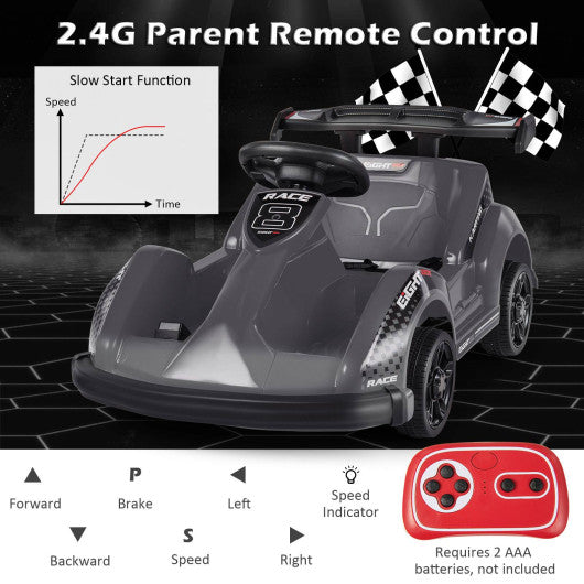 6V Kids Ride On Go Cart with Remote Control and Safety Belt-Black