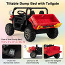 Kids Electric Dump Truck Ride On – 2-Seater Construction Vehicle with Realistic Dump Bed & Shovel
