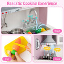 Pretend Play Kitchen for Kids with 16 Pieces Accessories-Pink