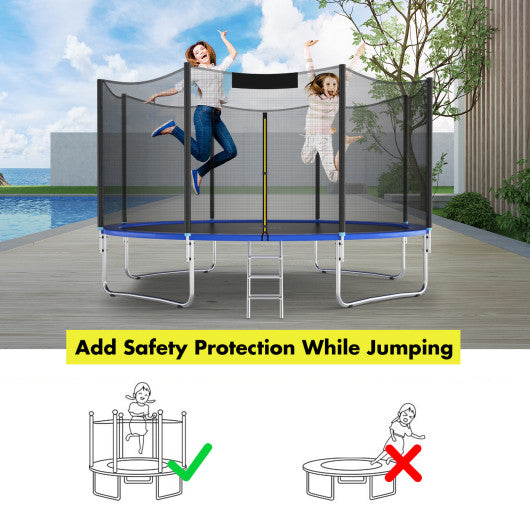 Trampoline Replacement Protection Enclosure Net with Zipper-12 ft