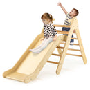 2-in-1 Wooden Triangle Climber Set with Gradient Adjustable Slide-Natural