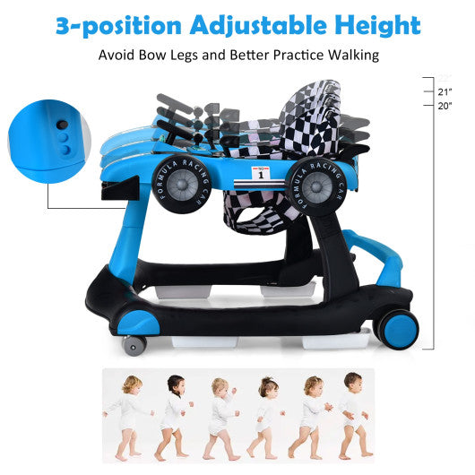 Push Walker With Adjustable Height, Foldable And 4-In-1 Activity In Blue