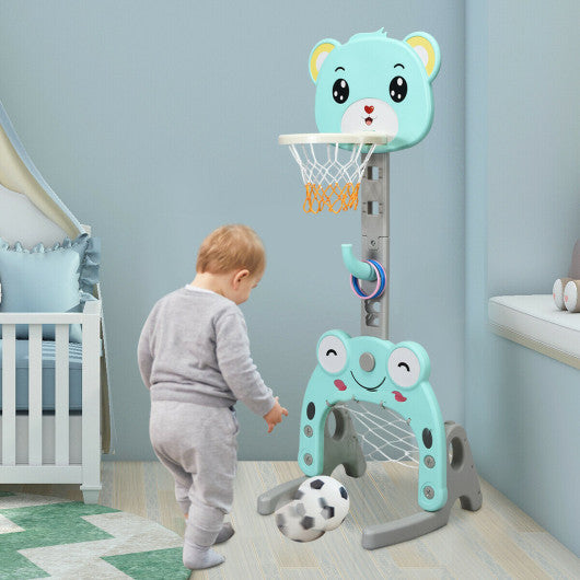 Adjustable Kids 3-in-1 Basketball Hoop Set Stand with Balls