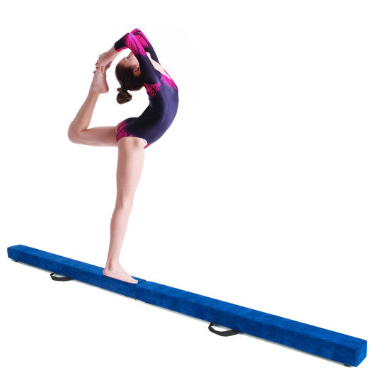 7 Feet Folding Portable Floor Balance Beam with Handles for Gymnasts-Blue