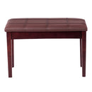Solid Wood PU Leather Piano Double Duet Keyboard Bench-Brown