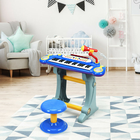 37 Key Electronic Keyboard Kids Toy Piano-Blue