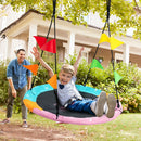 40 Inch Flying Saucer Tree Swing with Hanging Straps Monkey-Pink