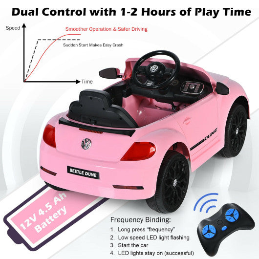 Volkswagen Beetle Kids Electric Ride On Car with Remote Control-Pink