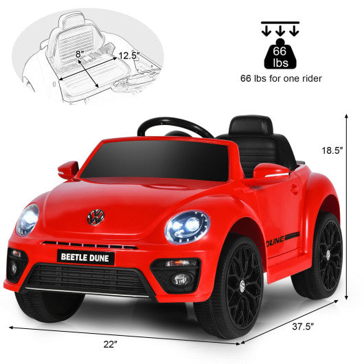 Volkswagen Beetle Kids Electric Ride On Car with Remote Control-Red