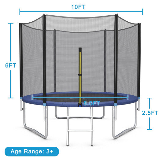8/10/12/14/15/16Feet Outdoor Trampoline Bounce Combo with Safety Closure Net Ladder-10 ft