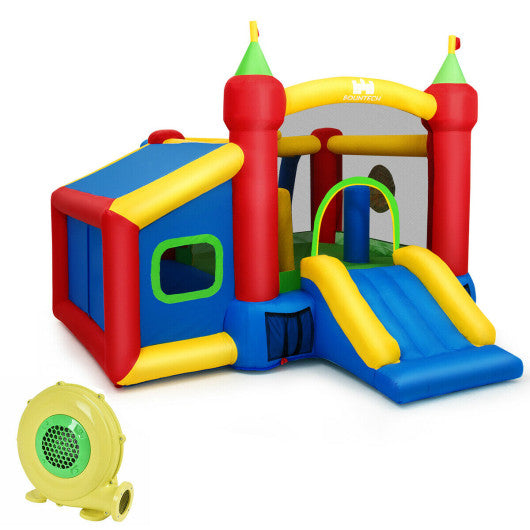7-in-1 Kids Inflatable Bounce House with Ocean Balls and 480W Blower