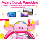2-in-1 Kids Electronic Drum and Keyboard Set with Stool-Pink