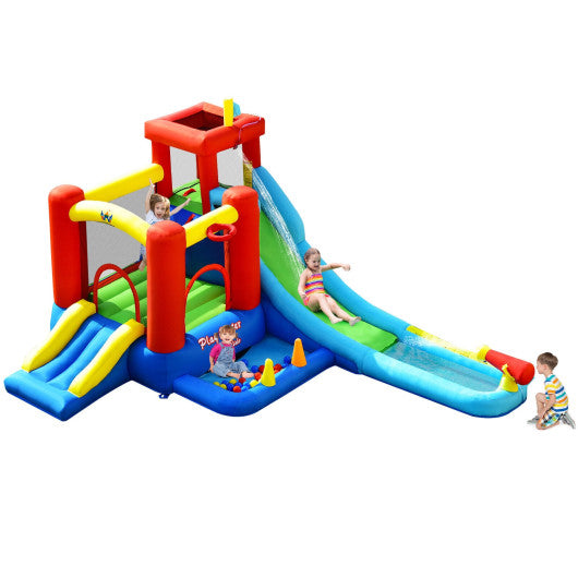 9-in-1 Inflatable Kids Water Slide Bounce House without Blower