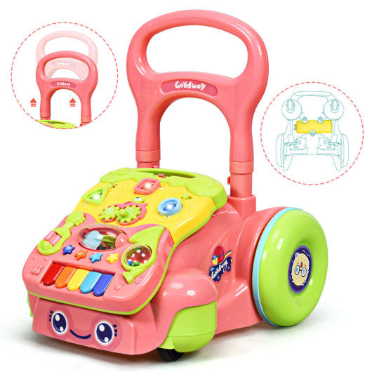 Early Development Toys for Baby Sit-to-Stand Learning Walker-Pink