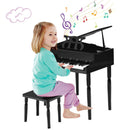 30-Key Wood Toy Kids Grand Piano with Bench & Music Rack-Black